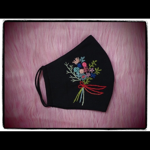 Hand Embroidered Face Mask Mask with Filter Pocket - Picture 8 of 8